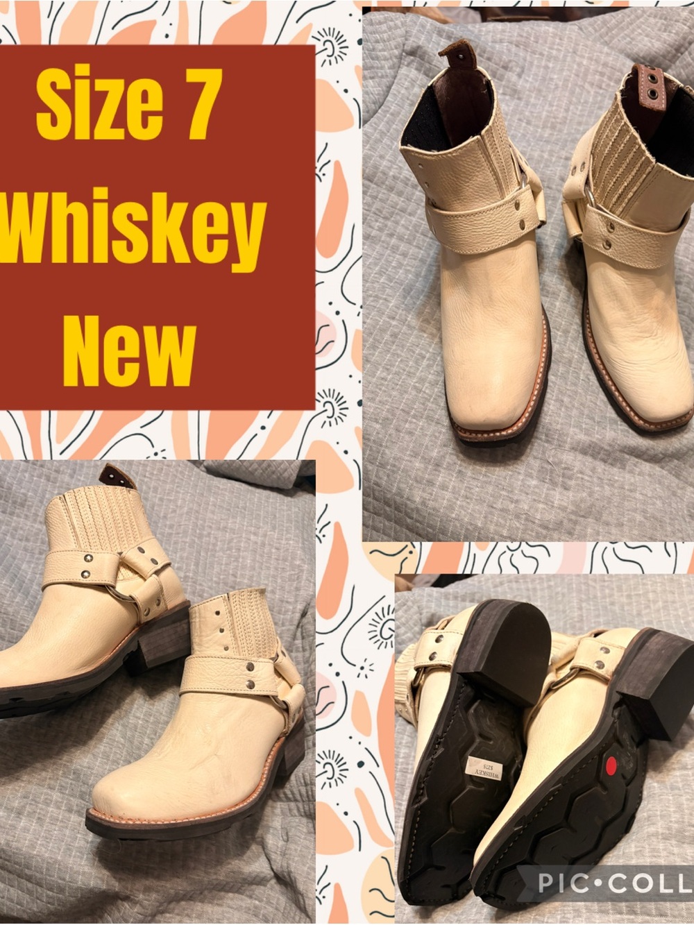 freebird Whiskey cream Leather Ankle Booties